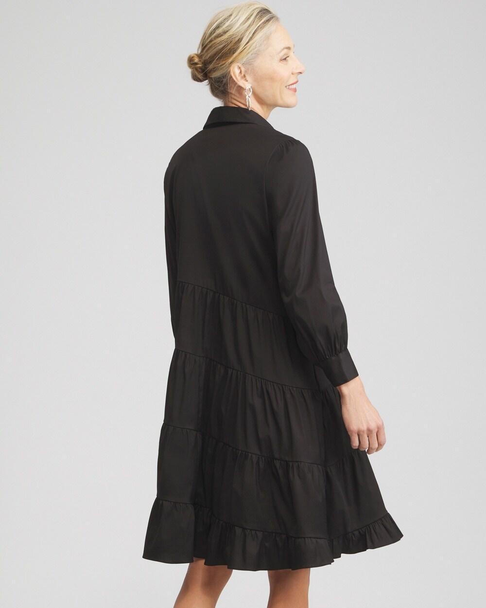 Poplin Asymmetrical Tiered Shirt Dress Product Image