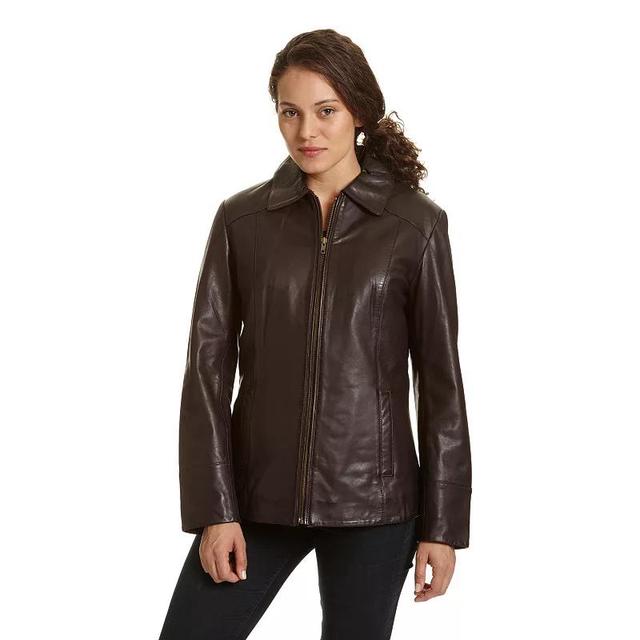 Womens Excelled Leather Scuba Jacket Brown Product Image