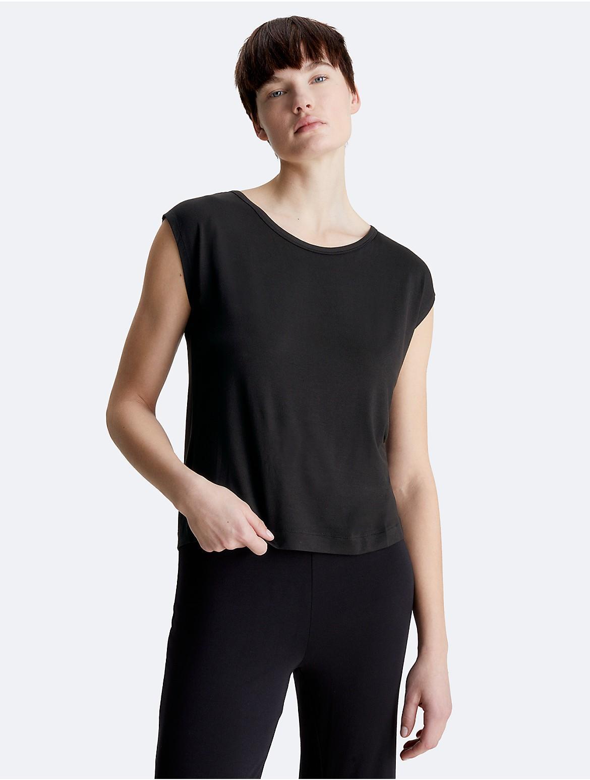 Calvin Klein Womens Ultra-Light Lounge Wide Neck Sleep Top - Black - L Product Image