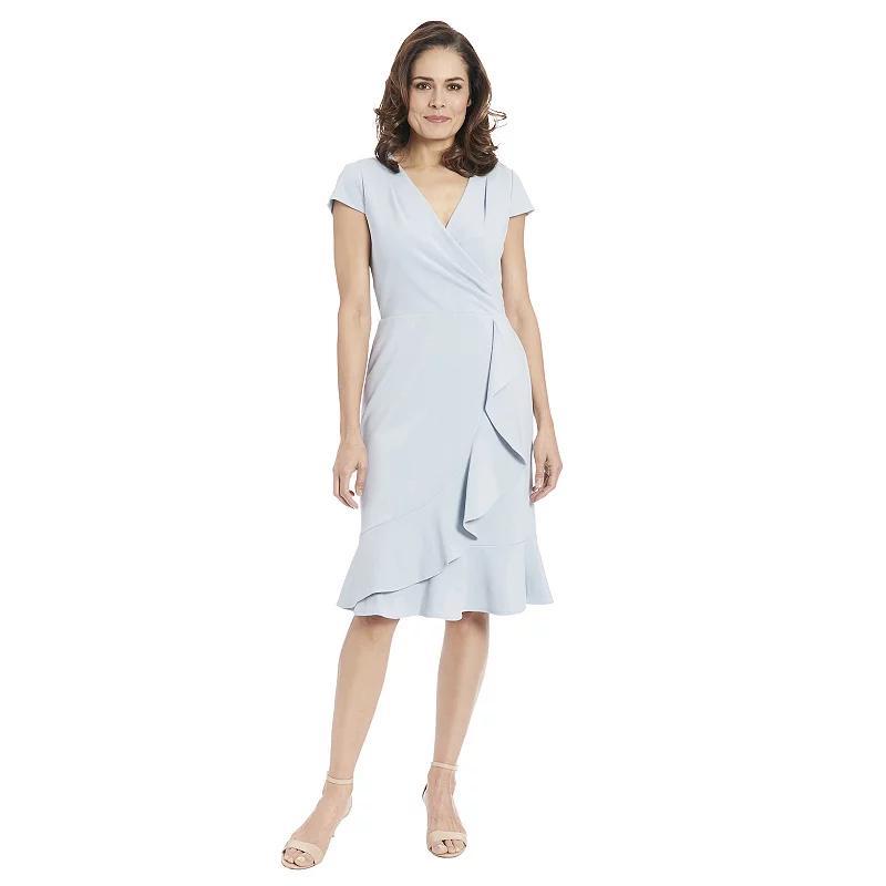 Womens London Times Cascade Ruffle Faux-Wrap Dress Product Image