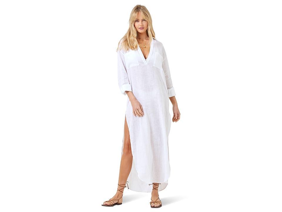 L Space Capistrano Long Sleeve Linen Cover-Up Tunic Dress Product Image