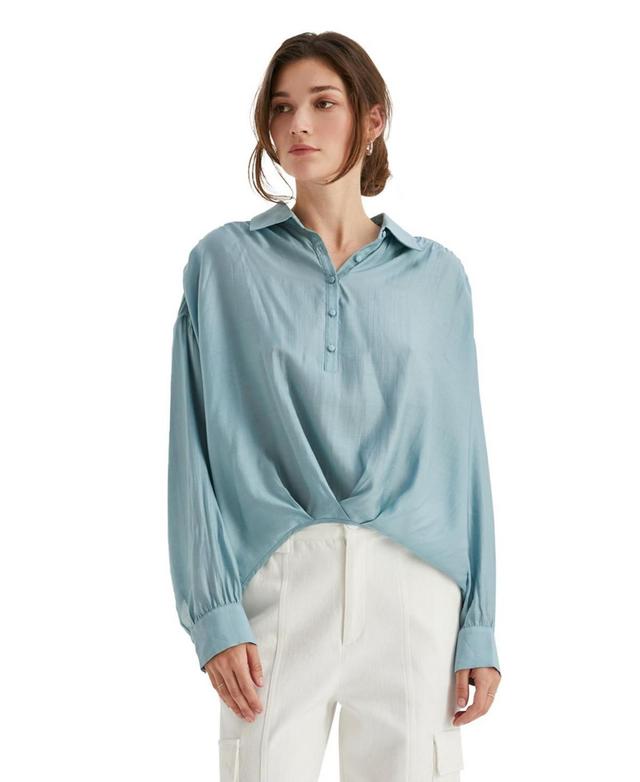 Crescent Womens Maeve Surplice Woven Top - Turquoise Product Image