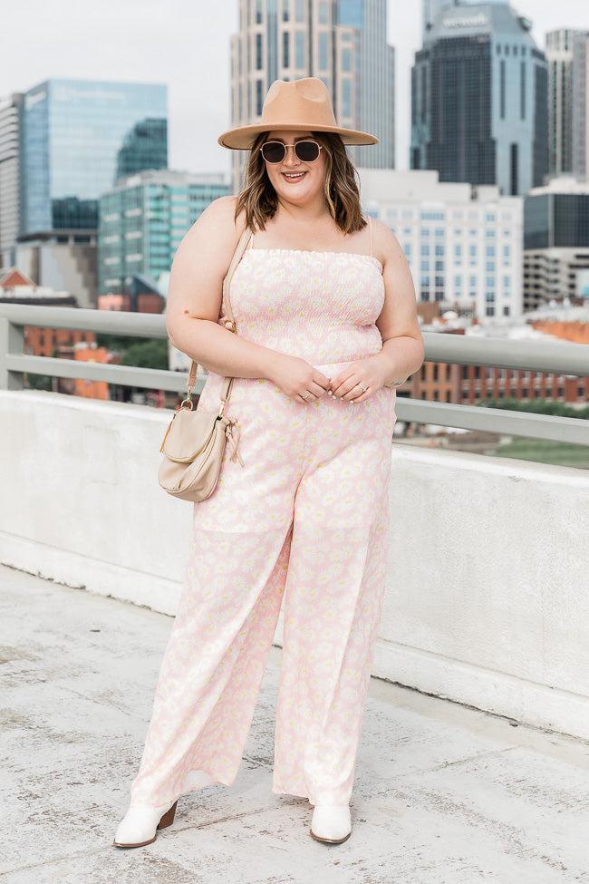 Starstruck Love Pink Daisy Smocked Jumpsuit FINAL SALE Product Image