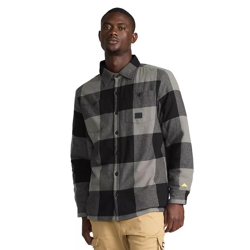 Mens Caterpillar Sherpa-Lined Plaid Flannel Shacket Product Image