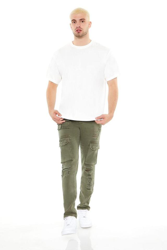 Distressed Slim-Fit Cargo Jeans | Forever 21 Product Image