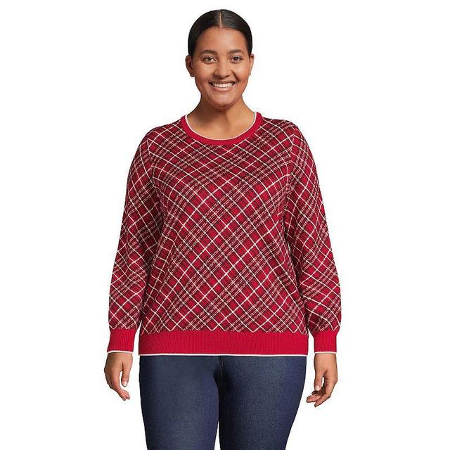 Plus Size Lands End Lofty Jacquard Crewneck Sweater, Womens Product Image