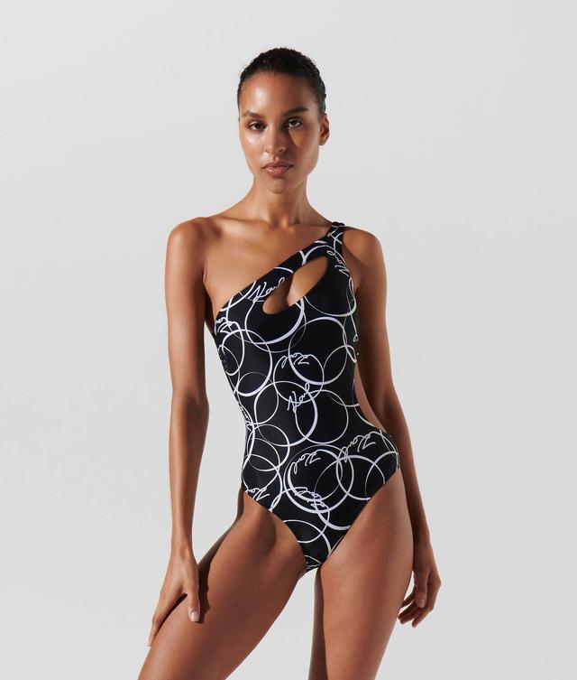 CIRCLE PRINT CUTOUT SWIMSUIT  Product Image