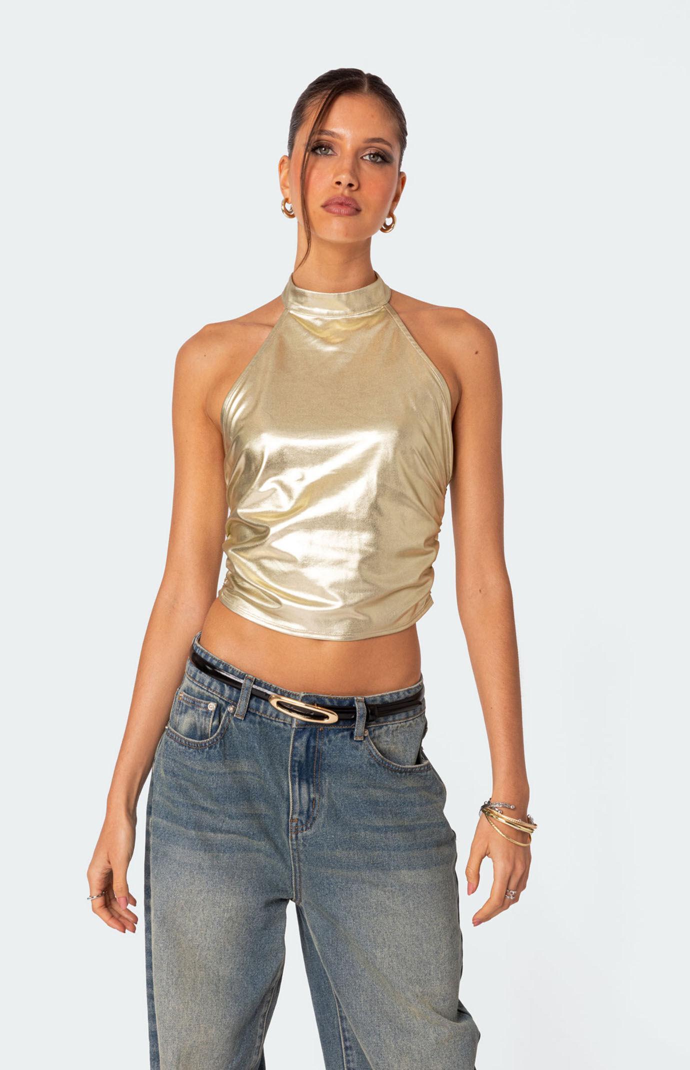 Edikted Womens Karter Metallic Halter Top Product Image