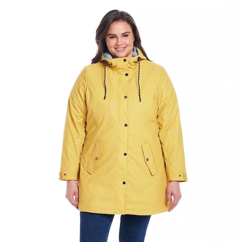 Plus Size Weathercast Hooded Midweight Rain Jacket, Womens Yellow Yellow Product Image