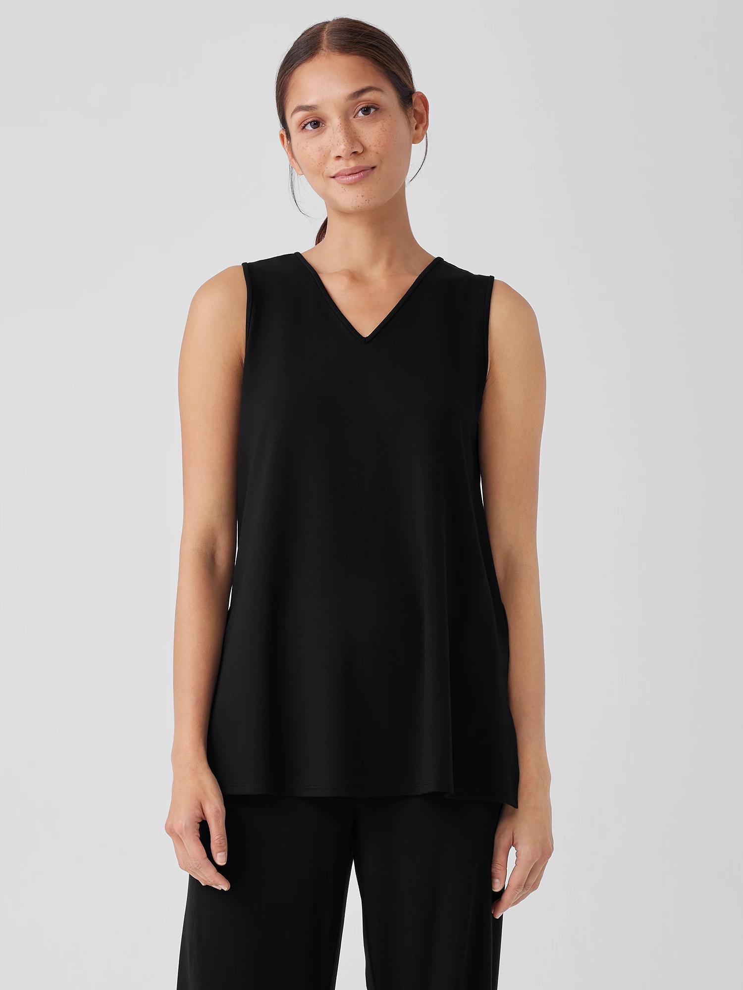 EILEEN FISHER Stretch Jersey Knit V-Neck Tankfemale Product Image