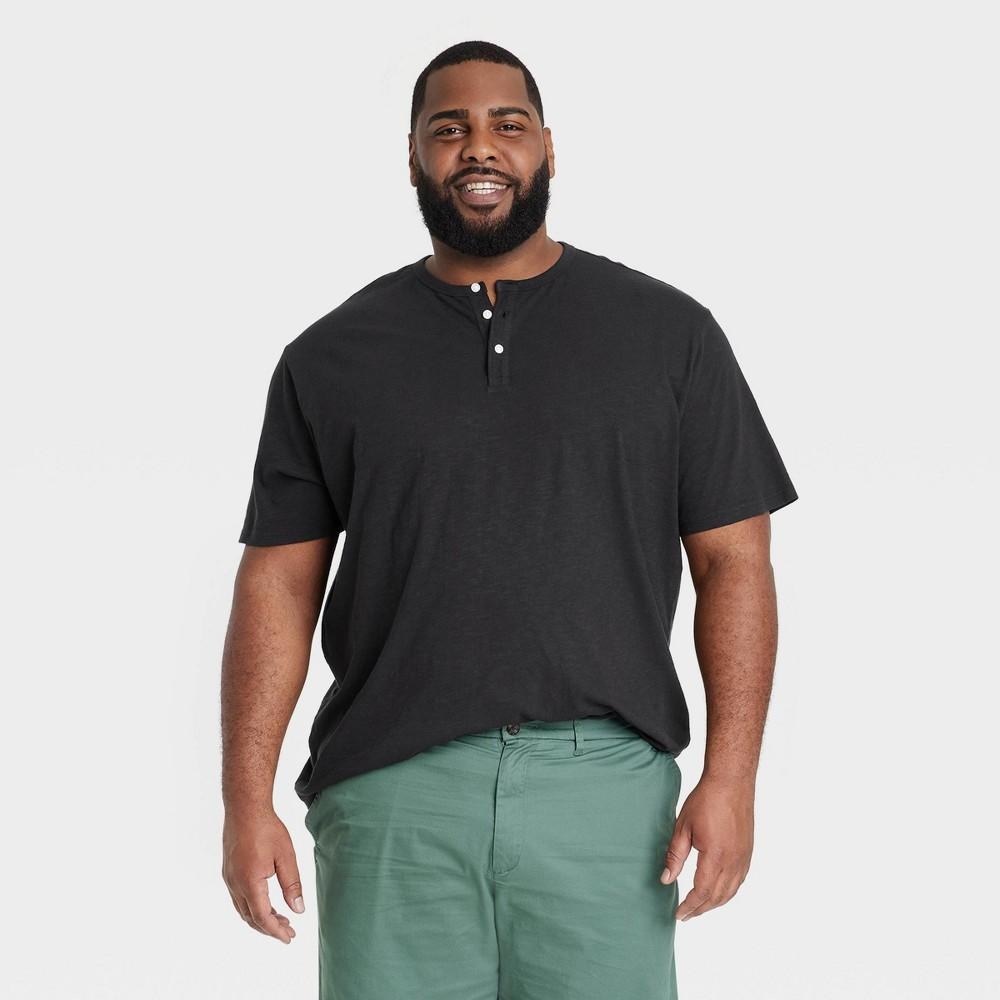 Mens Big & Tall Short Sleeve Henley T-Shirt - Goodfellow & Co Black 3XLT Product Image