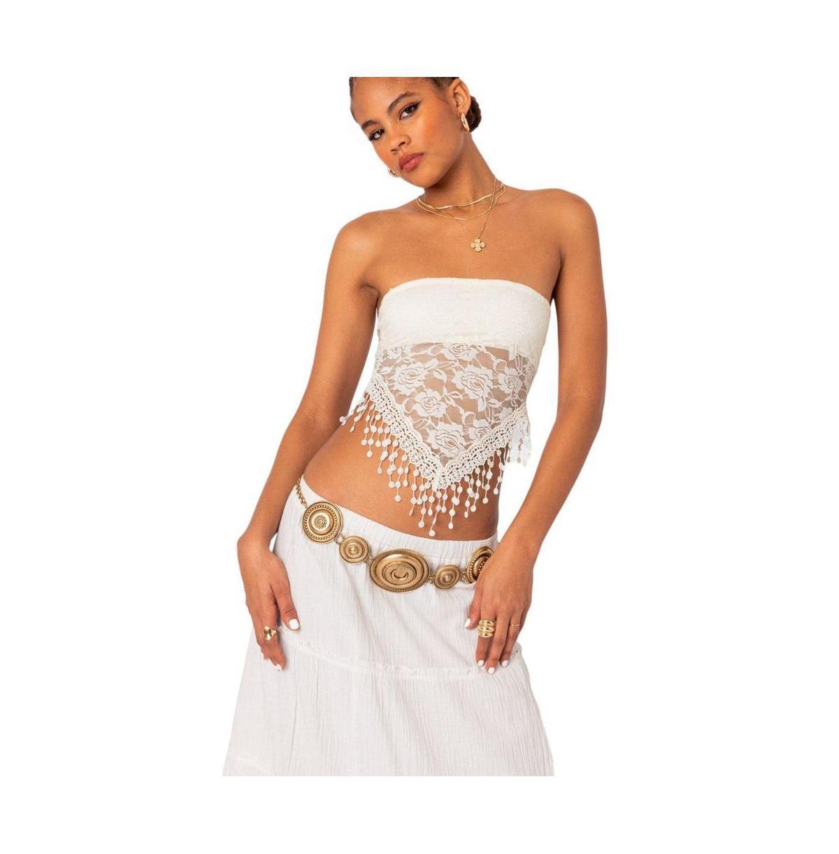 Edikted Womens India Sheer Lace Strapless Top Product Image