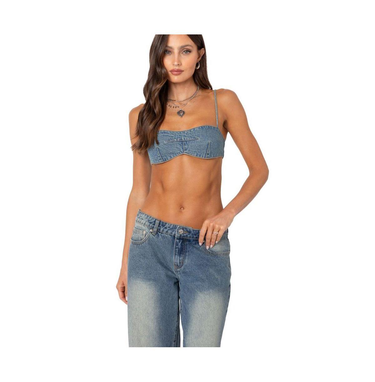 Edikted Womens Brandy denim bralette top Product Image