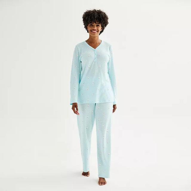 Petite Croft & Barrow Long Sleeve Pajama Top & Pajama Pants Sleep Set, Womens Product Image