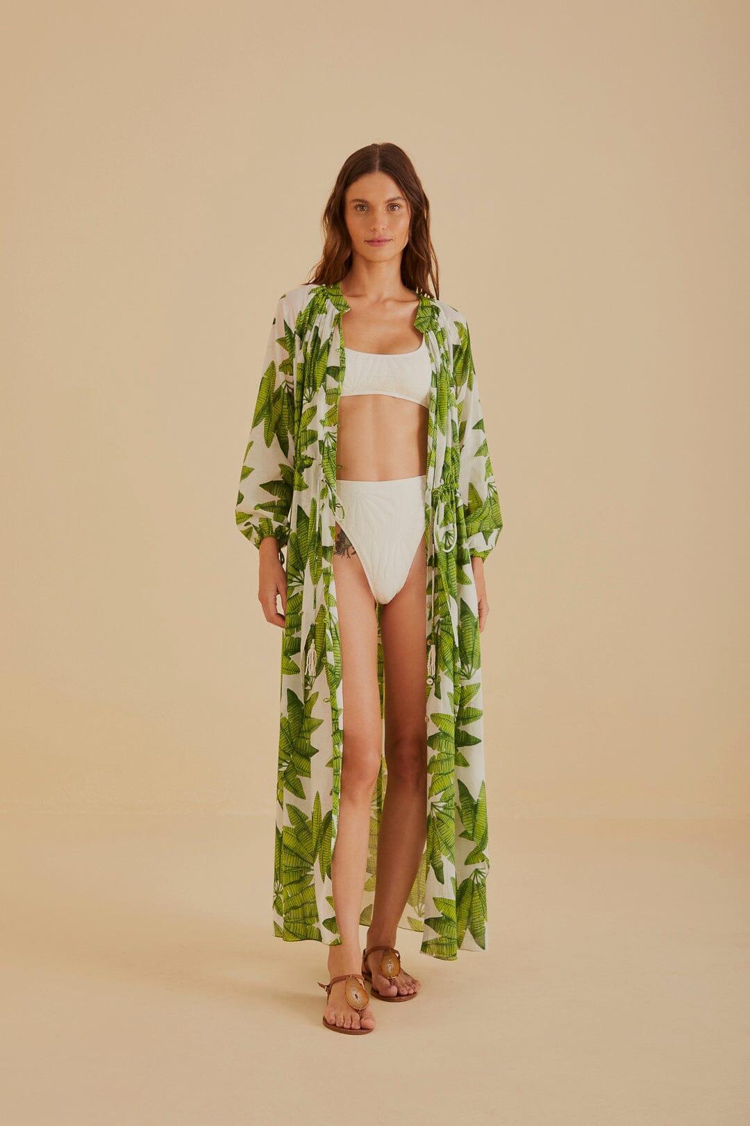 Off-White Palm Fan Maxi Dress, PALM FAN OFF-WHITE / S Product Image