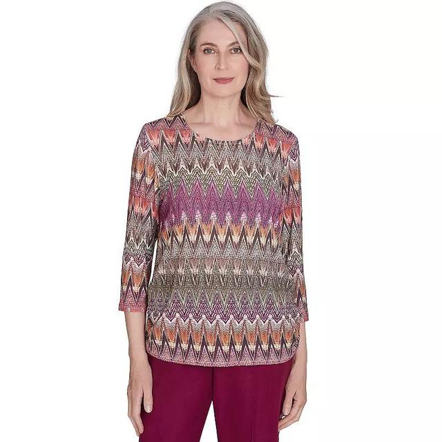 Petite Alfred Dunner Chevron Textured Top, Womens Product Image