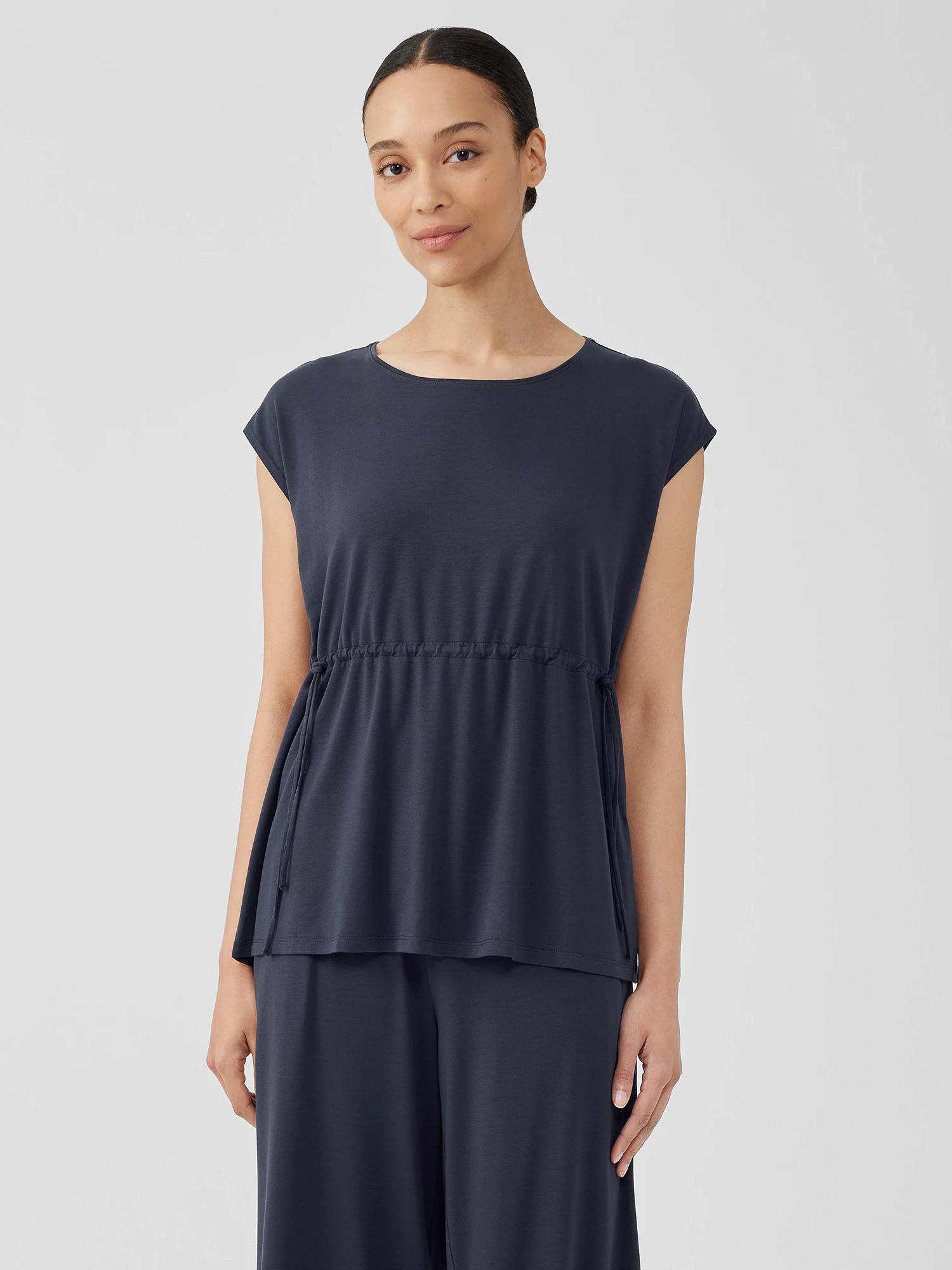 EILEEN FISHER Fine Jersey Jewel Neck Topfemale Product Image