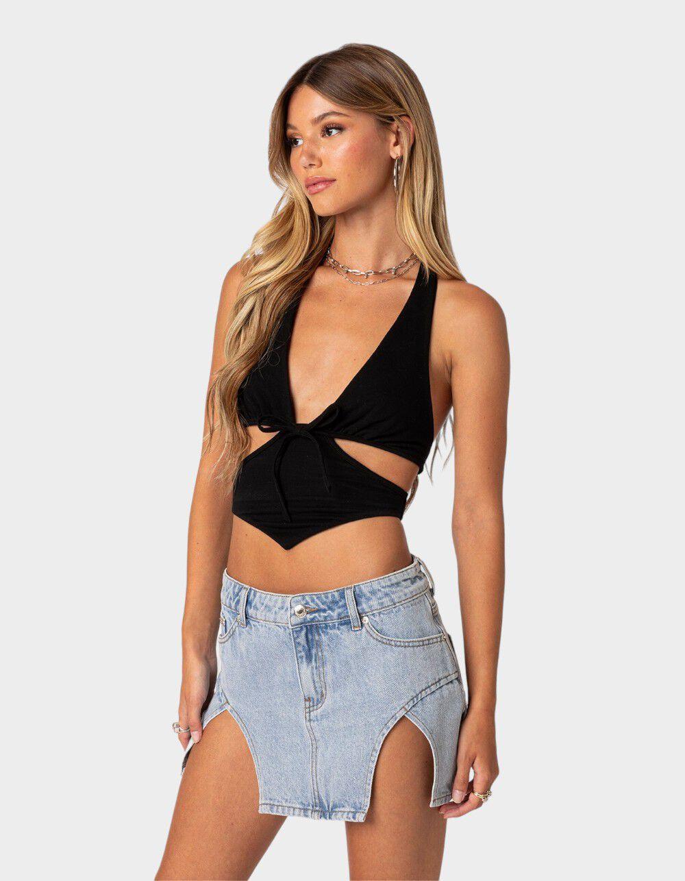 EDIKTED Cady Tie Front Cut Out Top Product Image