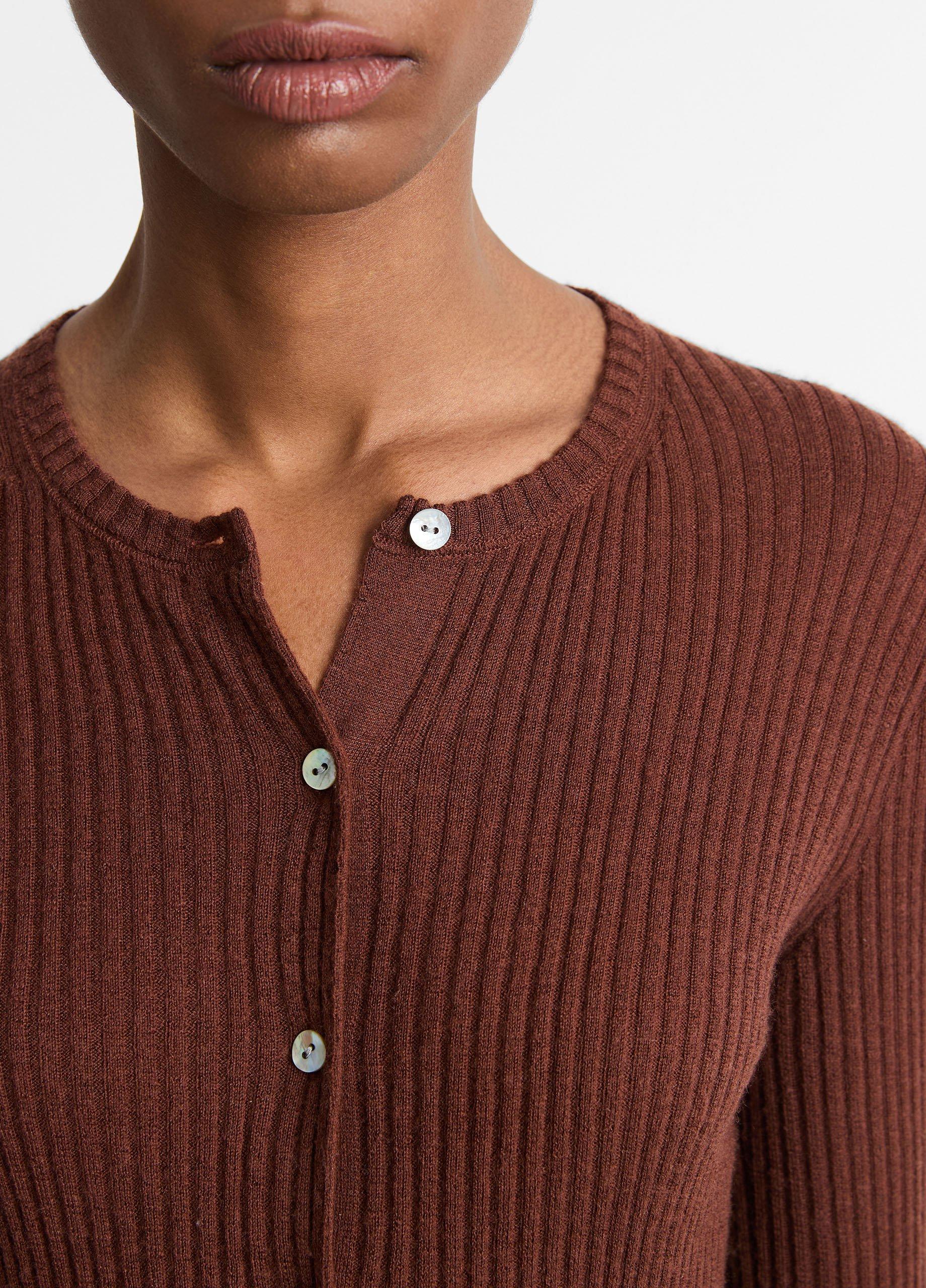 Cashmere-Silk Ribbed Cardigan Product Image