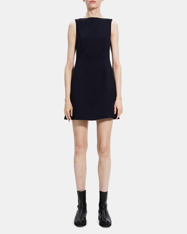 Boatneck Shift Dress in Crepe Product Image