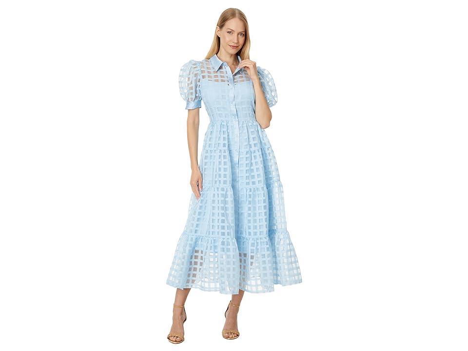 English Factory Grid Pattern Tiered Midi Shirtdress Product Image