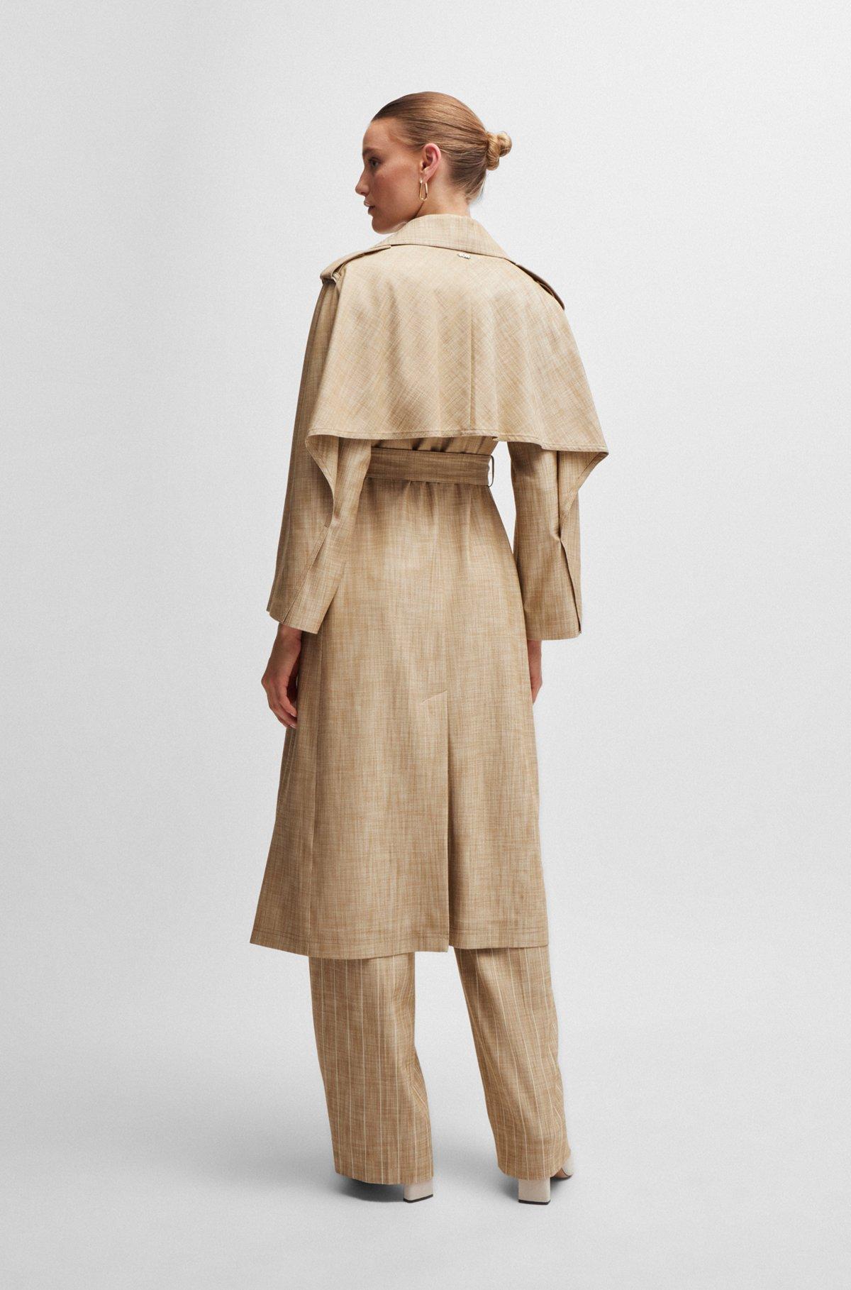 Double-breasted trench coat in pinstripe material Product Image