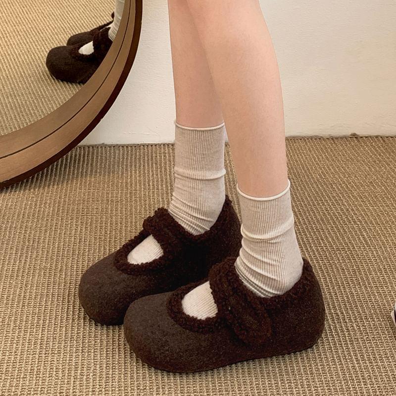 Faux Shearling Mary Jane Shoes Product Image