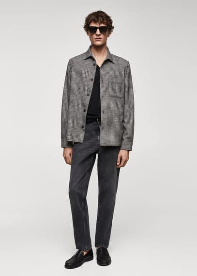 MANGO MAN - Houndstooth overshirt blackMen Product Image