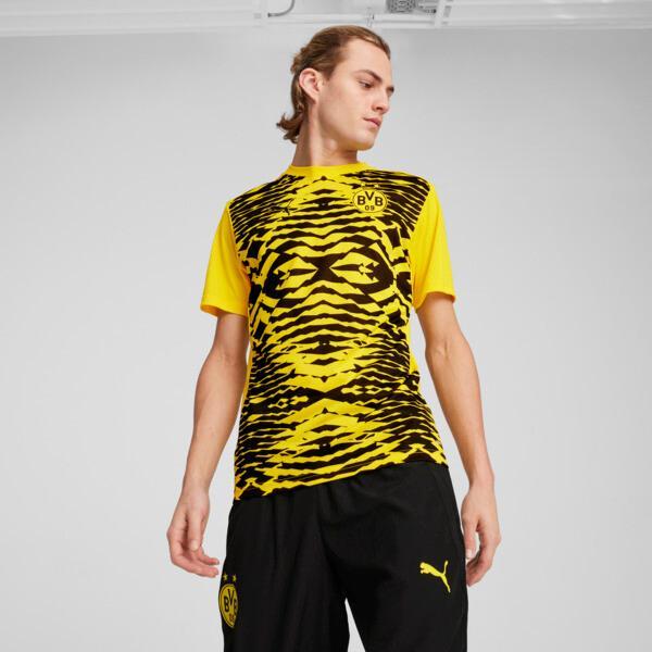 PUMA Borussia Dortmund Pre-Match Men's Short Sleeve Jersey in Faster Yellow/Black Product Image