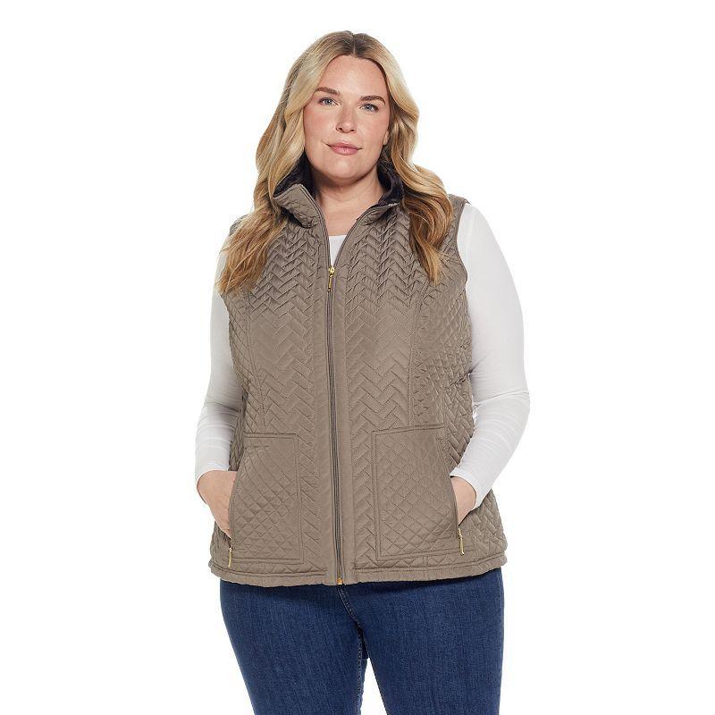 Plus Size Weathercast Faux-Fur Lined Quilted Vest, Womens Product Image