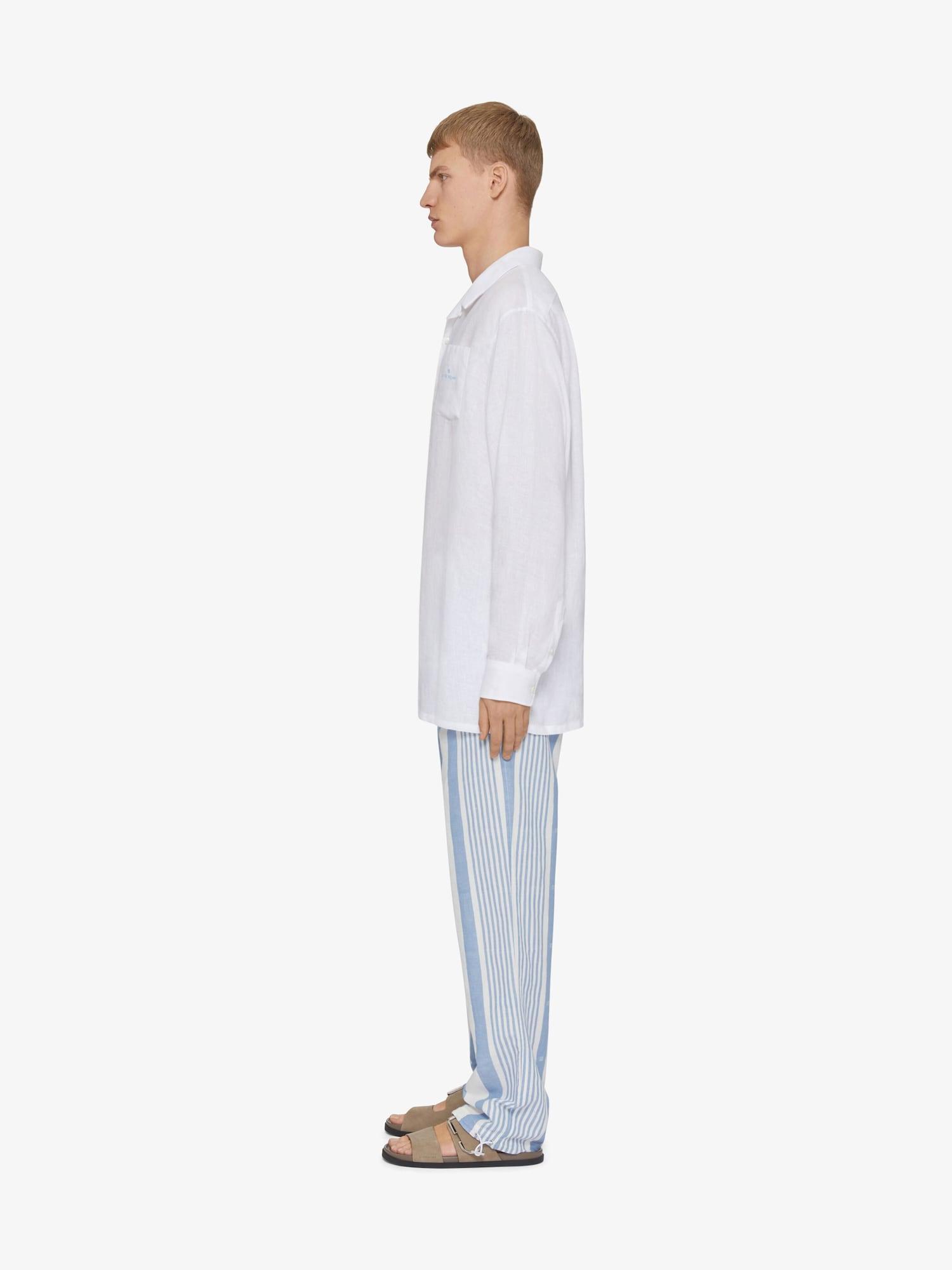 Pants in linen with 4G stripes Product Image