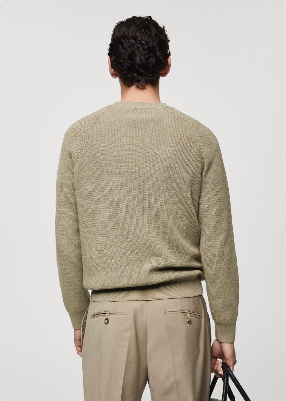 MANGO MAN - Ribbed round-neck sweater khakiMen Product Image