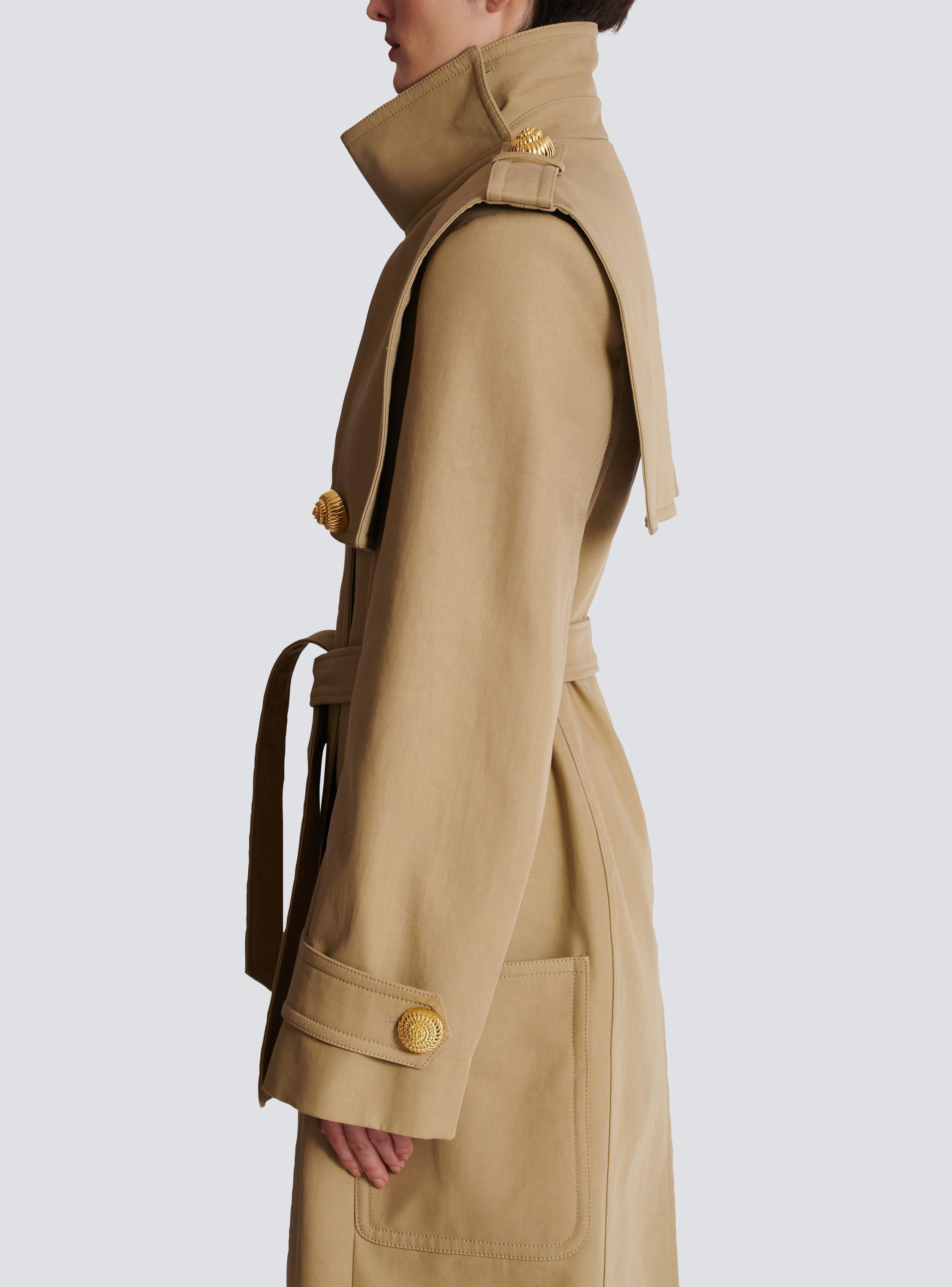 Belted trench coat in water-repellent cotton Product Image