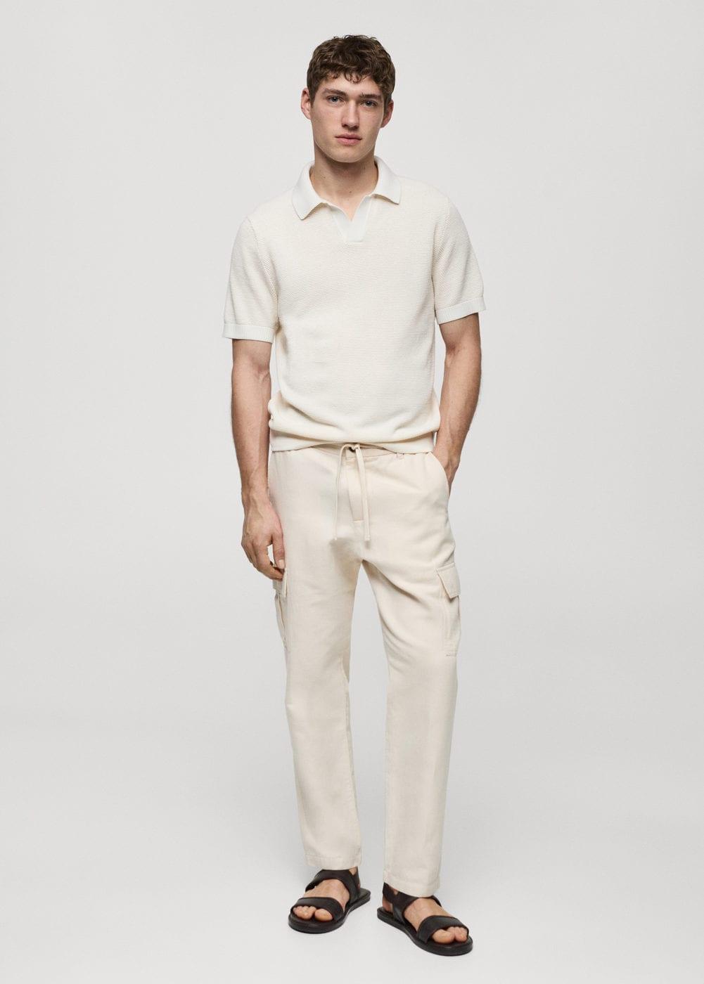 MANGO MAN - Cotton-linen cargo pants vanillaMen Product Image