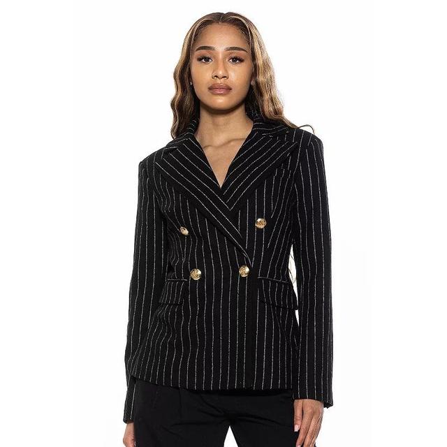 Womens ALEXIA ADMOR Farrah Striped Classic Double Breasted Jacket Product Image