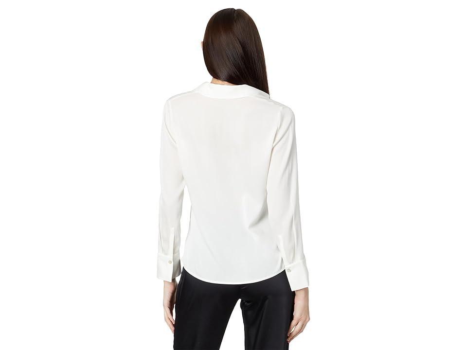 Womens Stretch-Silk Polo Blouse Product Image