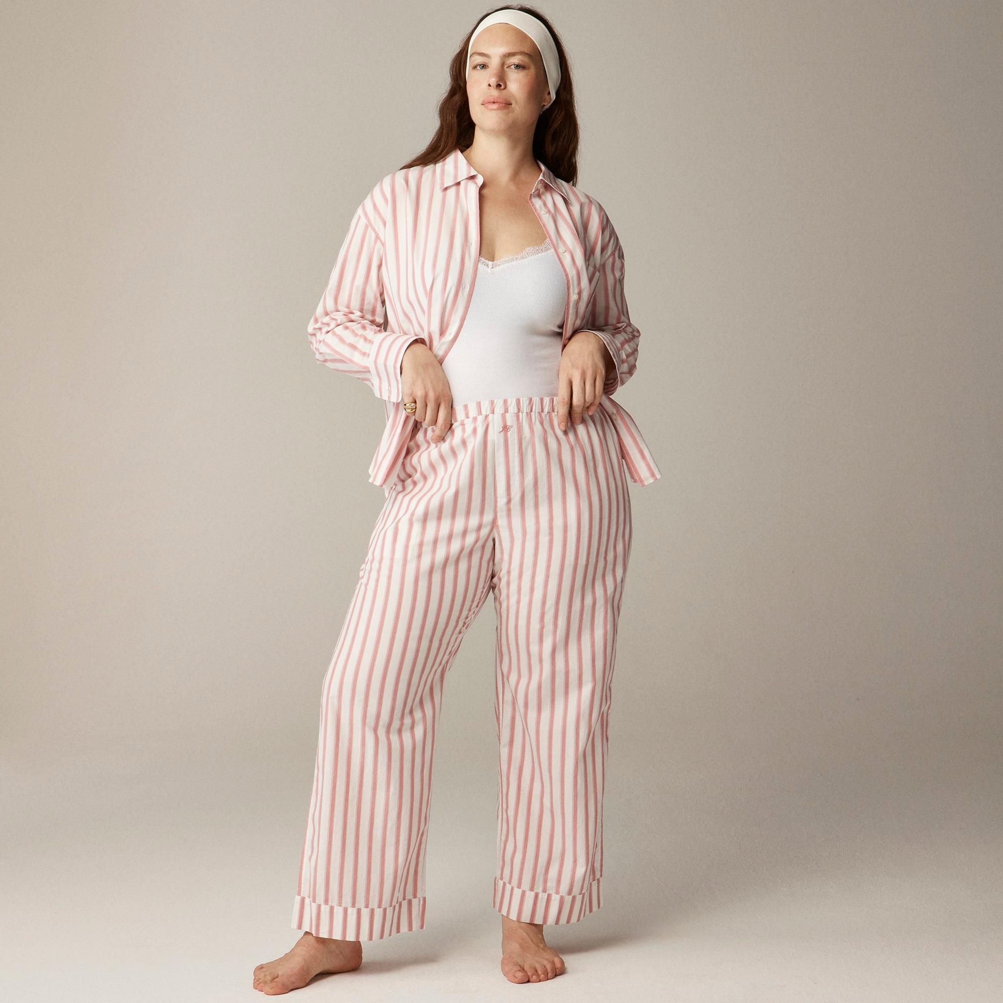 Relaxed pajama pant set in striped cotton poplin Product Image