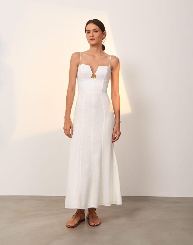 Lilith Detail Long Dress - Off White Product Image