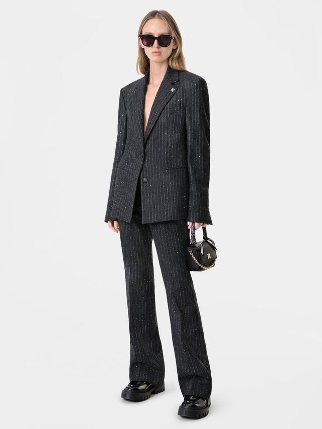 WOMEN - WOMEN'S SEQUIN PINSTRIPE BLAZER - Dark Grey Female Product Image