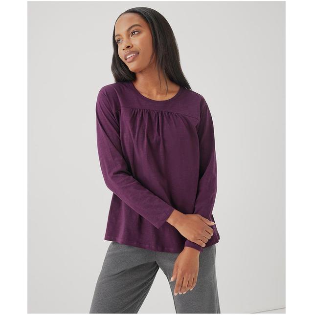 Organic Cotton Relaxed Slub Gathered Long Sleeve Top Product Image