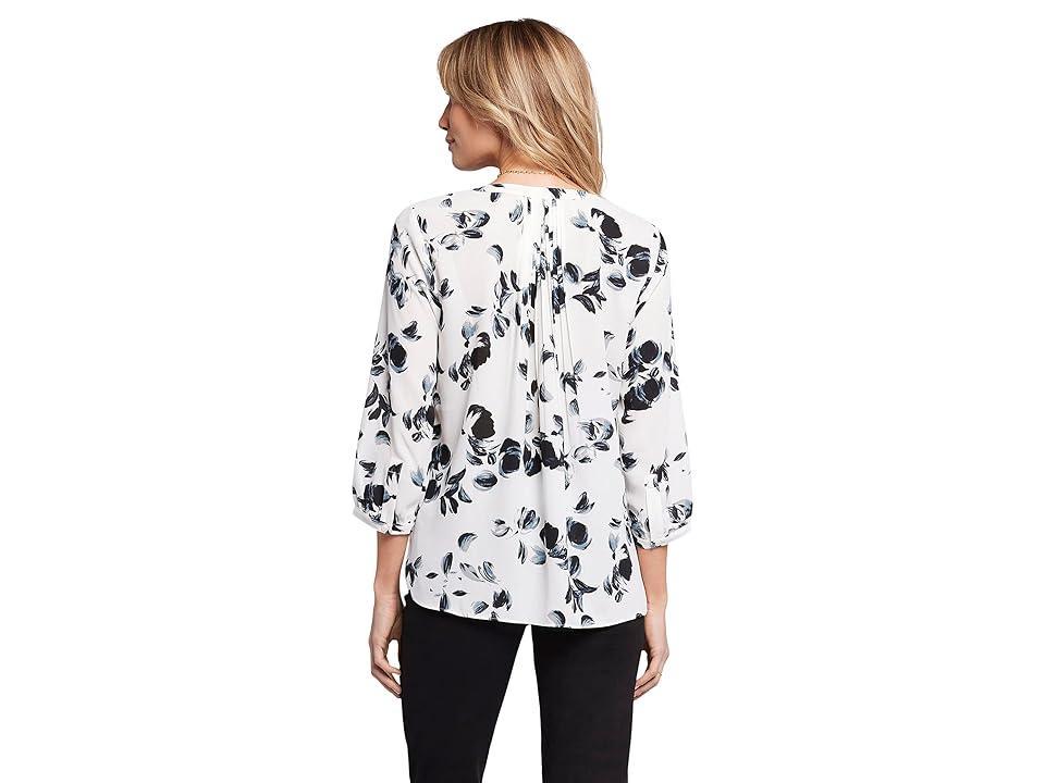 Nydj Three Quarter Sleeve Printed Pintucked Back Blouse Product Image