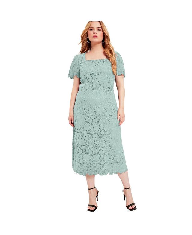 June + Vie Womens June + Vie Square-Neck Lace Jessica Dress Product Image