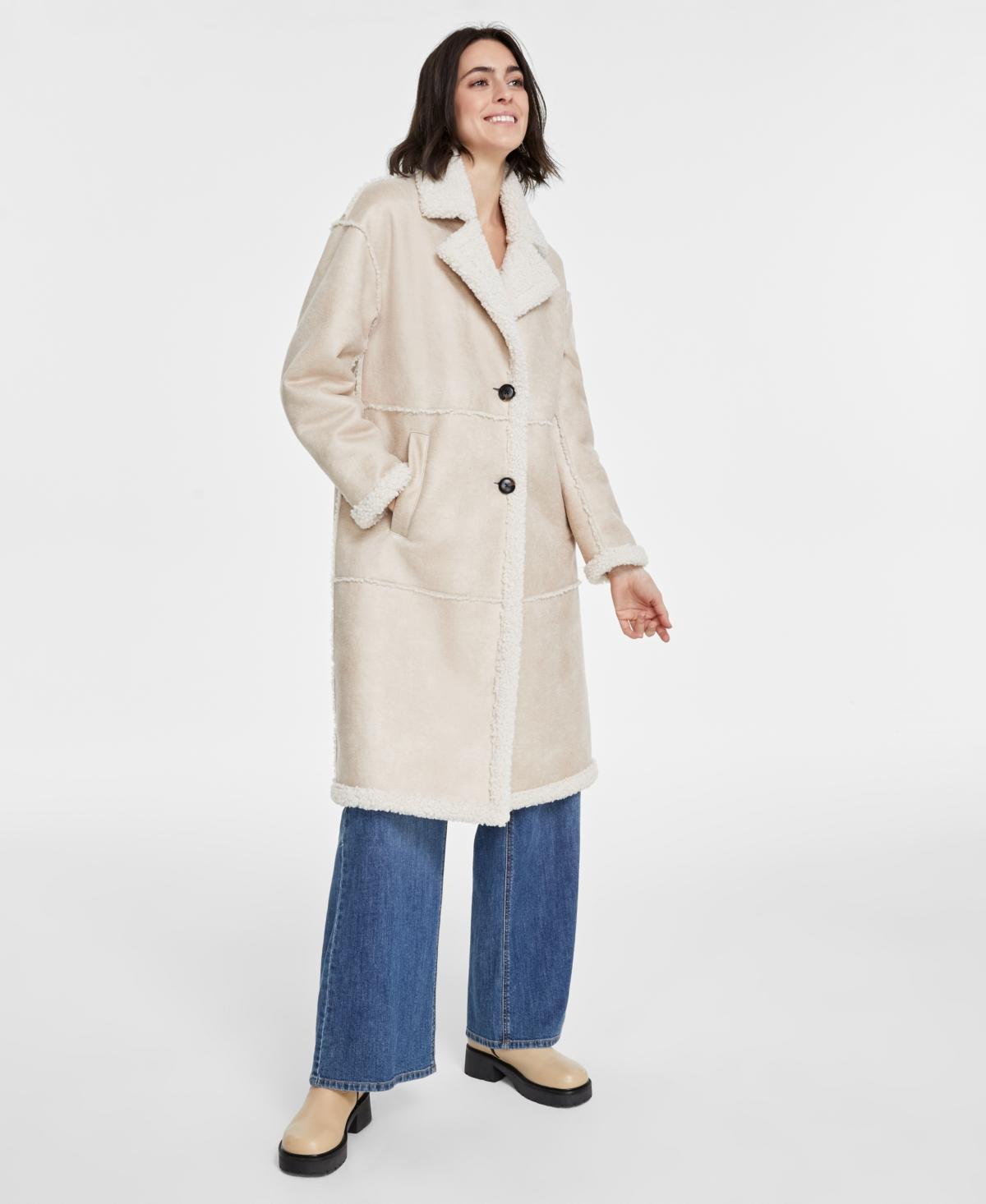 Bcbgmaxazria Womens Single-Breasted Faux-Shearling Coat Product Image