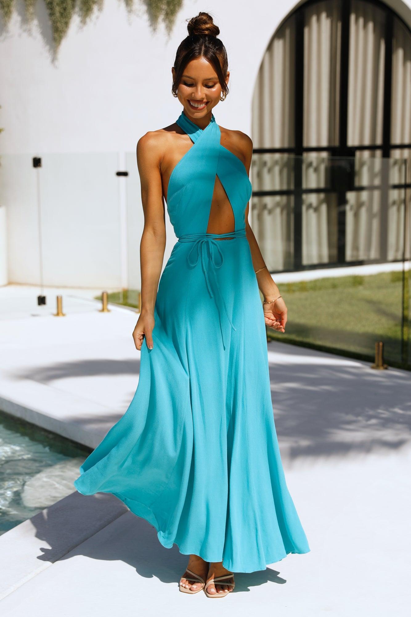 Vast Oceans Maxi Dress Aqua Product Image