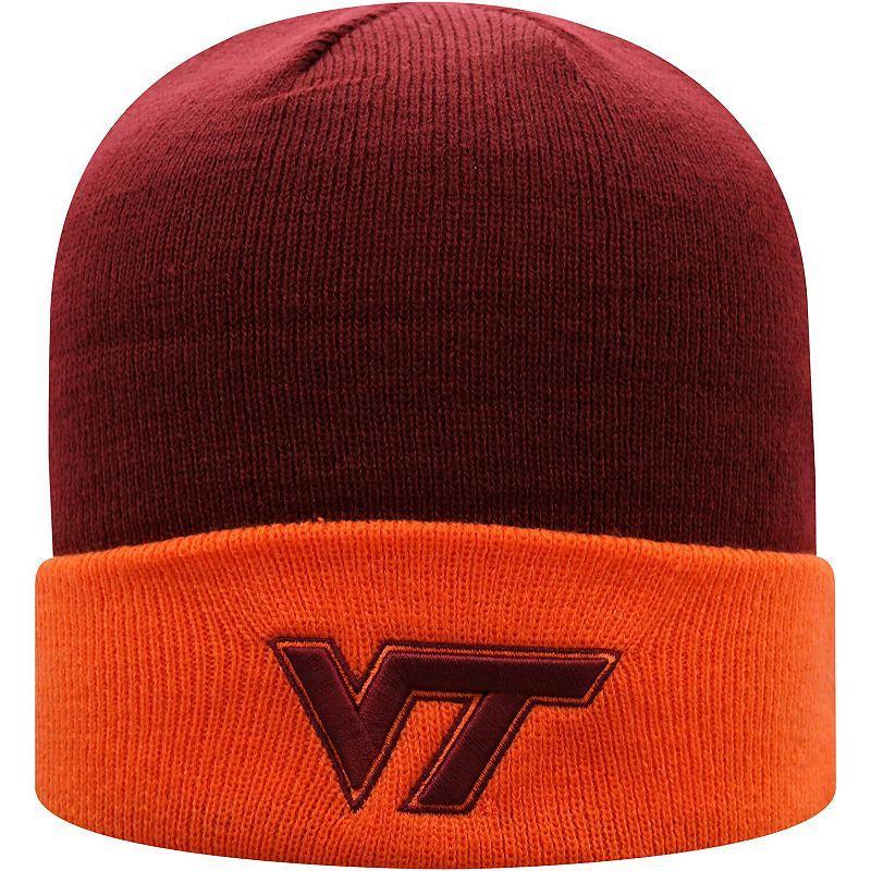 Mens Top of the World Maroon/Orange Virginia Tech Hokies Core 2-Tone Cuffed Knit Hat Product Image