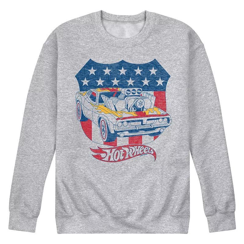 Mens Hot Wheels Americana Crest Fleece Sweatshirt Grey Gray Product Image