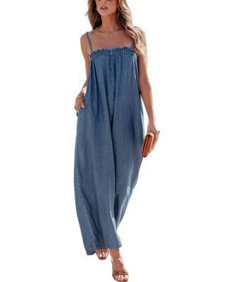 Cupshe Womens Denim Wide Leg Cami Jumpsuit - Light Product Image