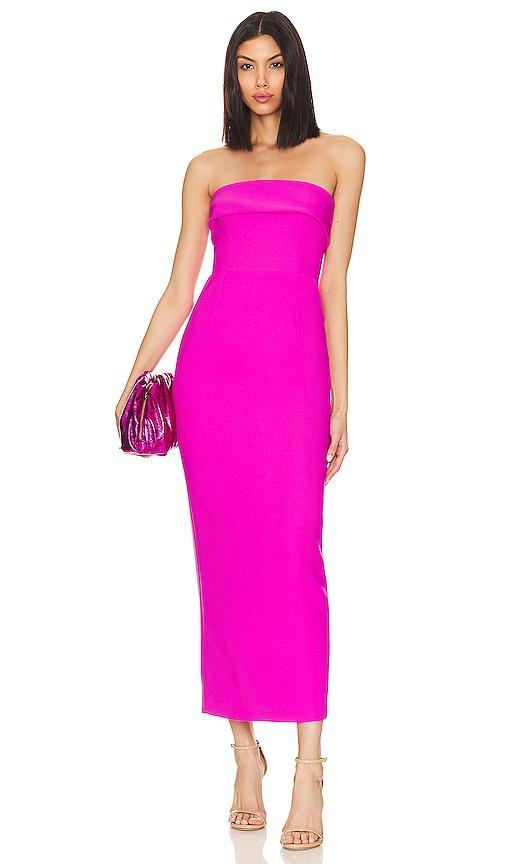 The New Arrivals by Ilkyaz Ozel Rhea Dress in Fuchsia. Product Image