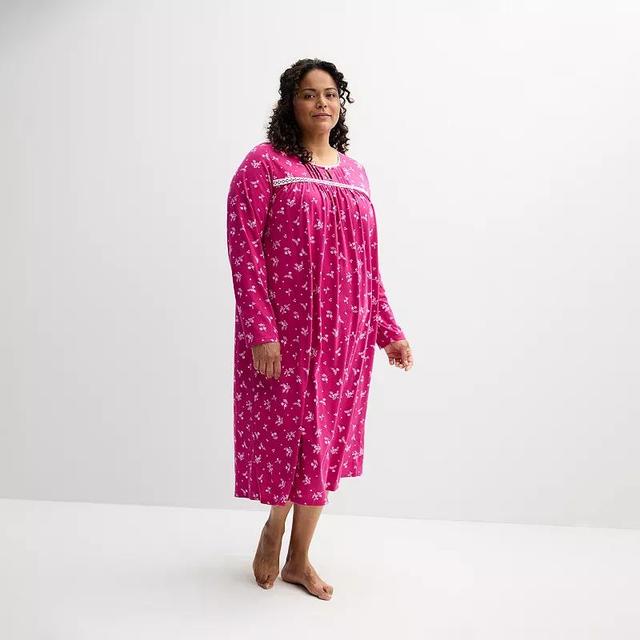 Plus Size Croft & Barrow Long Sleeve Nightgown, Womens Product Image