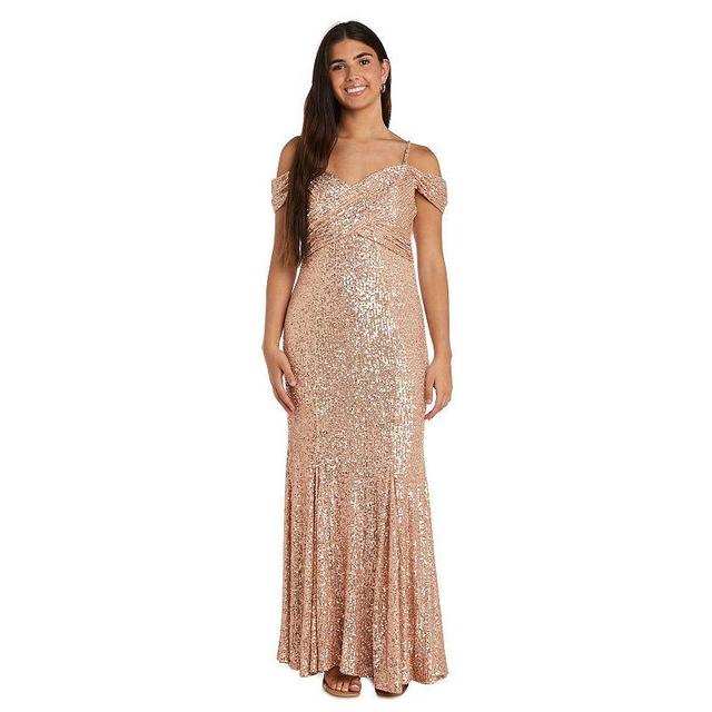 Womens Nightway Long Off-The-Shoulder Sequin Dress Product Image